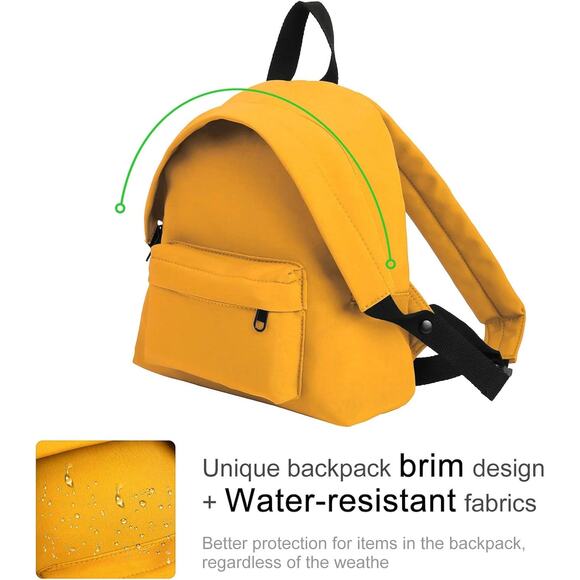 New Bright Yellow Canvas Mini Backpack | Lightweight School, Travel, or Day Pack - Picture 3 of 4